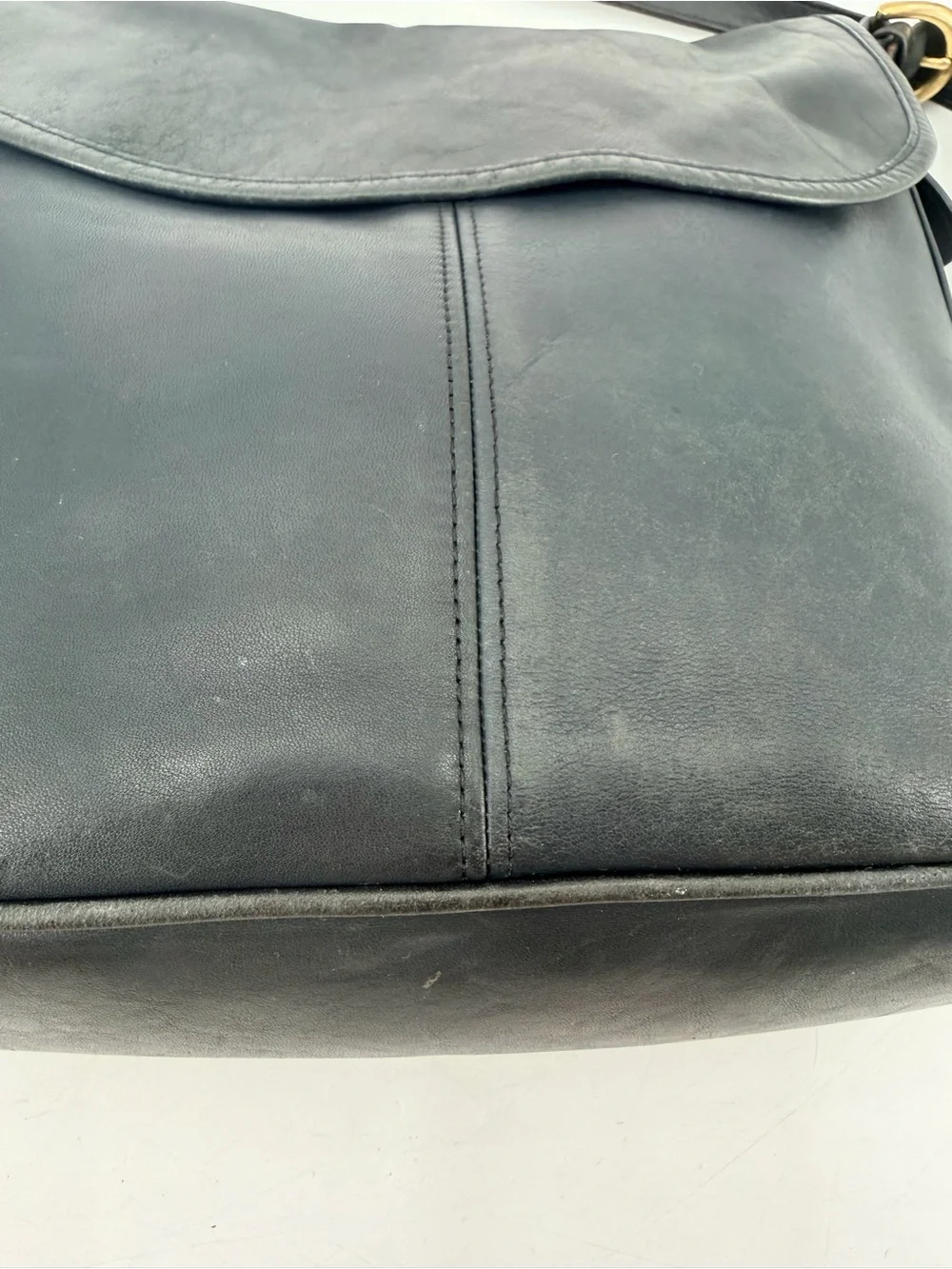 Vintage 90s Coach Whitney Flap Satchel Bag Dark Blue FLAWS